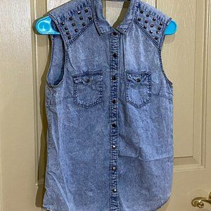 Allen B Small Jean Studded Tank Top